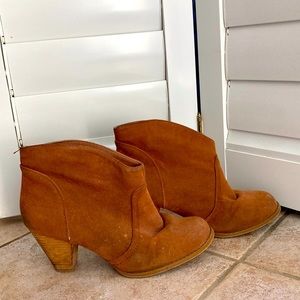 Brown suede booties